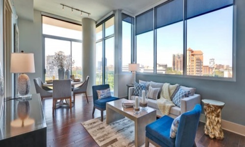 Live the Dallas Dream - luxury apartment interior with Uptown Dallas view
