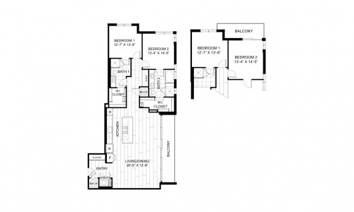 T.2E.2 Two-Bedroom Floor Plan - Luxury Apartment Homes at Brady