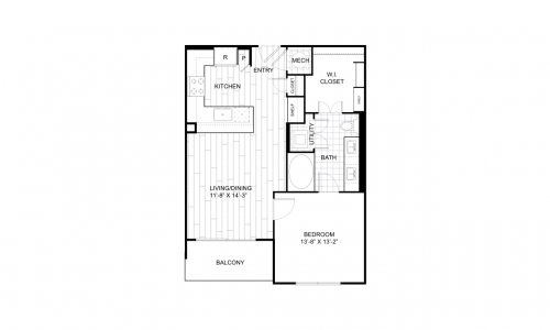 P.1C One Bed/One Bath Luxury Floorplan - Make Your Life Sweeter at Brady
